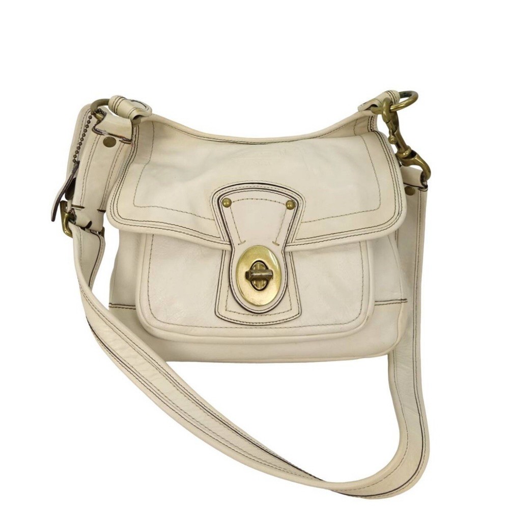 coach vintage 10325 Y2K Soho leather turn Lock shoulder bag white