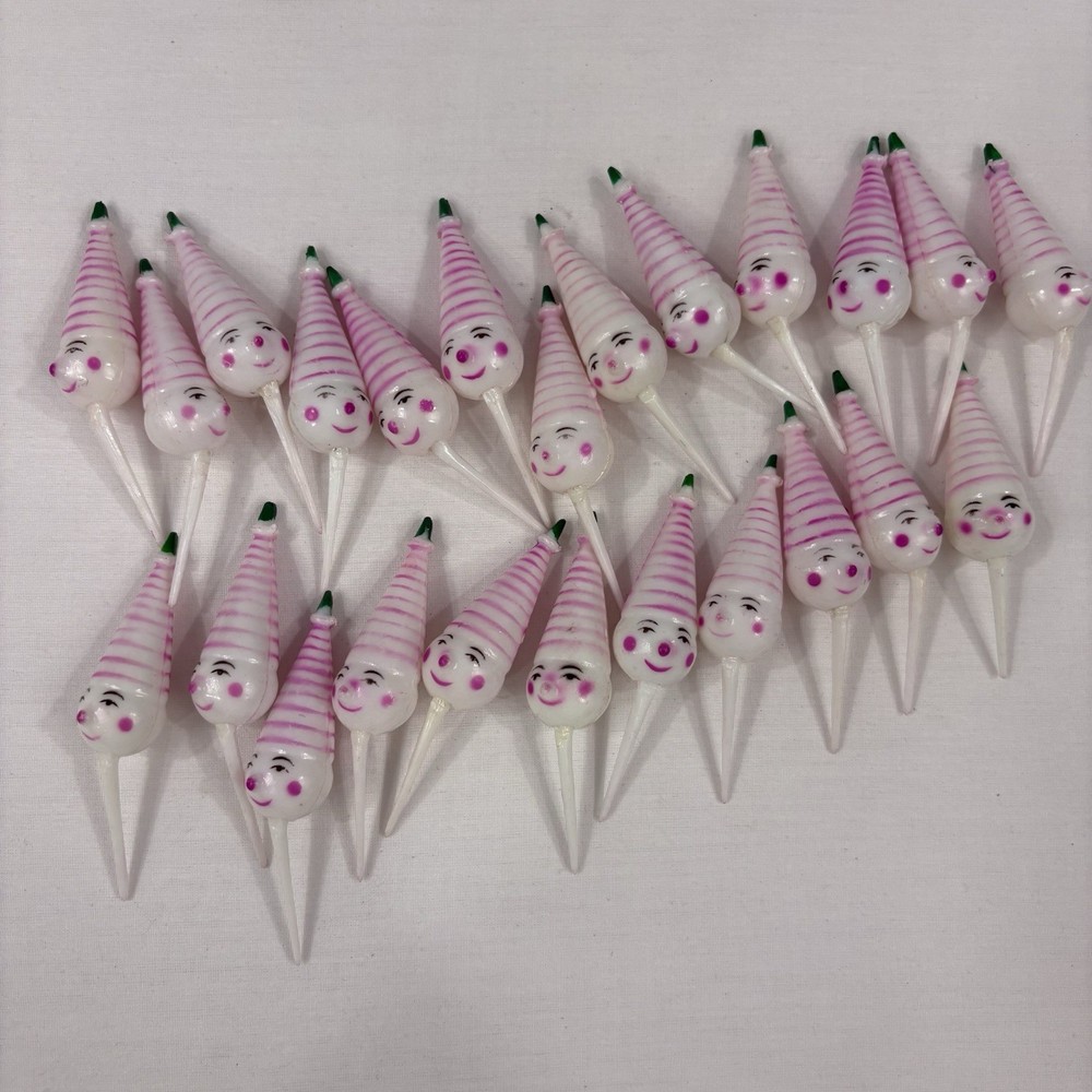 Vintage 60s 70s Hong Kong Clown Head Cake Toppers Lot of 24 MCM Decor