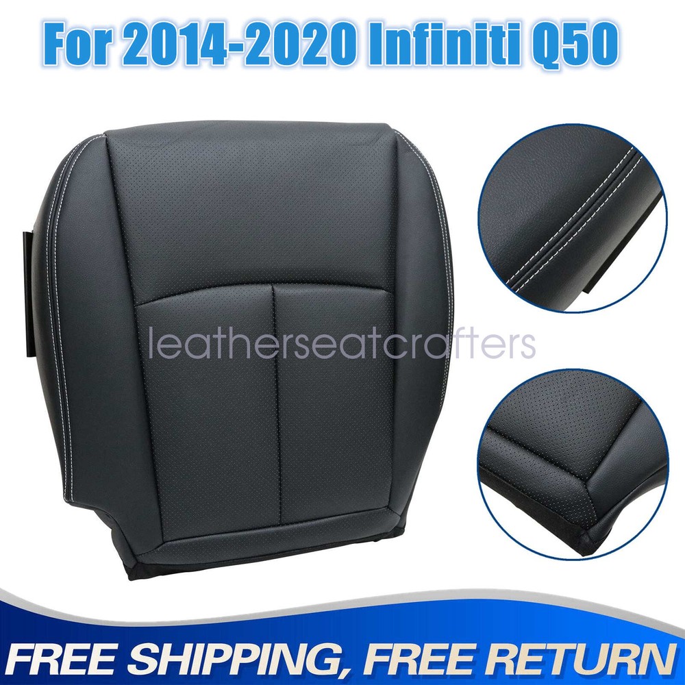 Driver Bottom Perforated Leather Seat Cover Black New For 2014-2020 Infiniti Q50