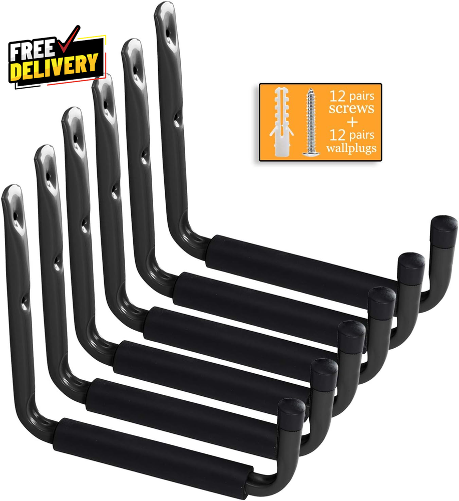 Heavy Duty 9.4 Inch Garage Ladder Storage Hooks Wall Mounted Tool Hanger