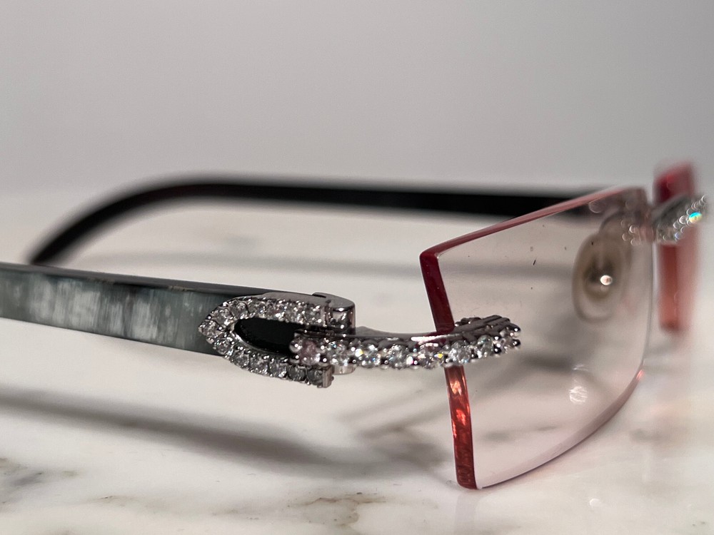 Cartier Glasses C'decor White Buffalo Horn Diamonds Sunglasses Frame