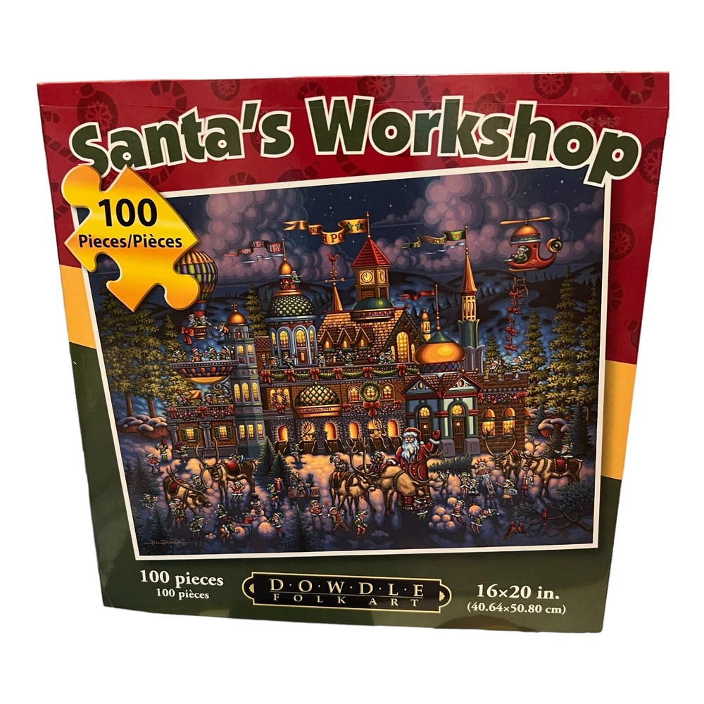 Santa's Workshop Christmas Jigsaw Puzzle 100-Piece Dowdle Folk Art