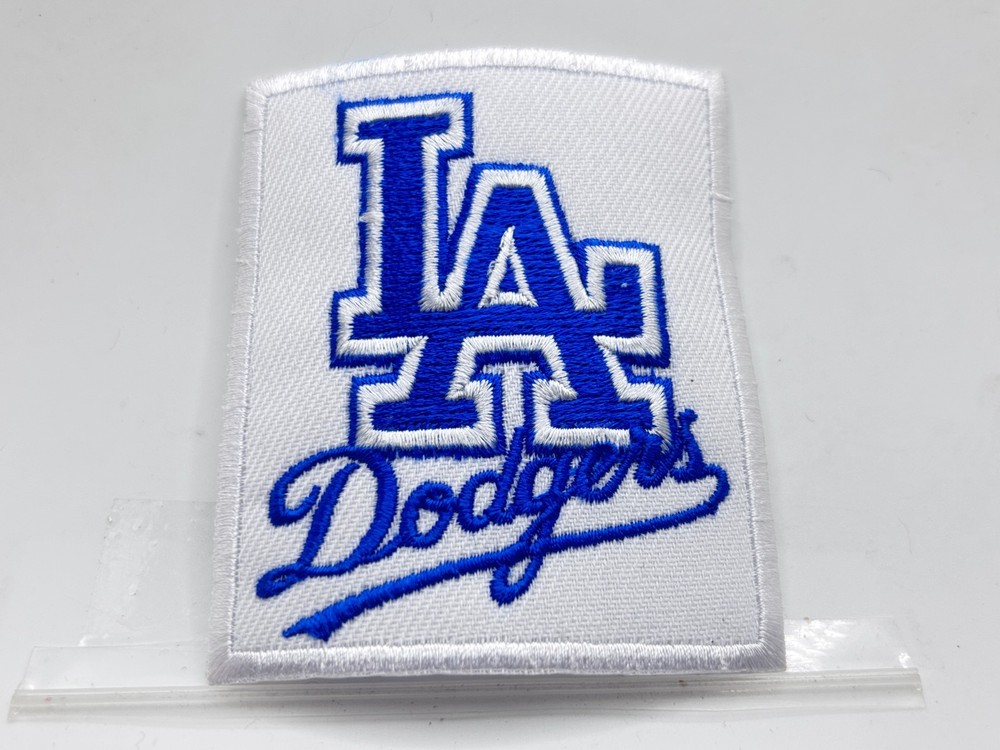 LA DODGERS  NEW EMBROIDERED COMPANY IRON ON NAME PATCH TAG 3t X  2-1/2w