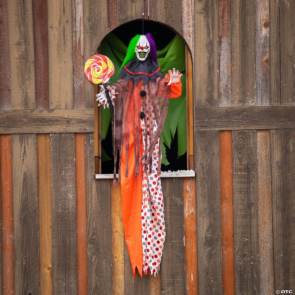 4Ft Animated Hanging Clown for Spooky Halloween Decor