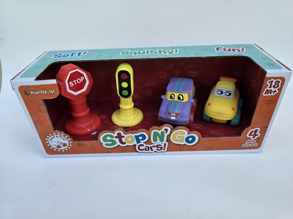 Traffic Toy Set For Babies 18 Month And Older With 2 Cars, Stop Sign And A...
