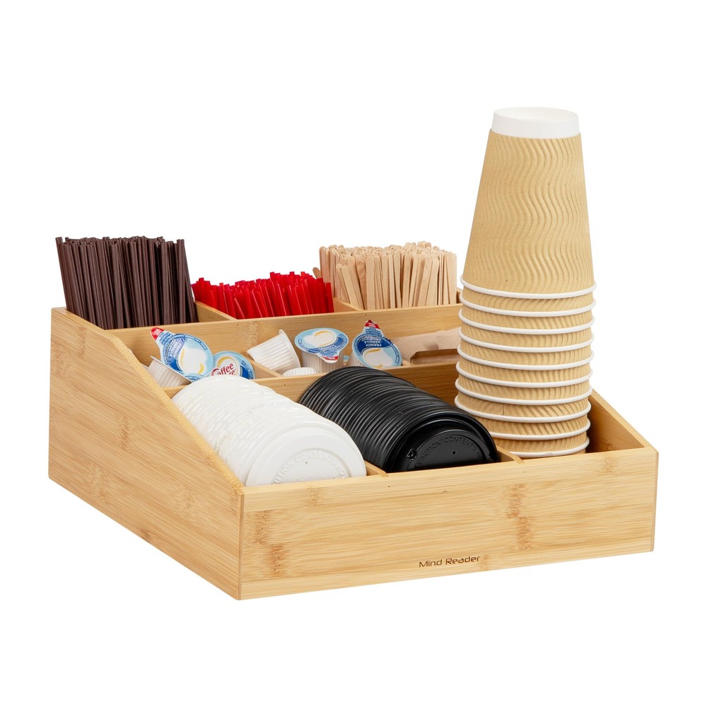 Coffee Condiment and Accessories Caddy Organizer with 9 Organizing Compartmen...