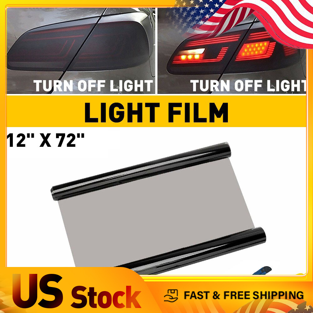 12x72 Medium Smoke Black LED Taillight Headlight Fog Light Tint Vinyl Film