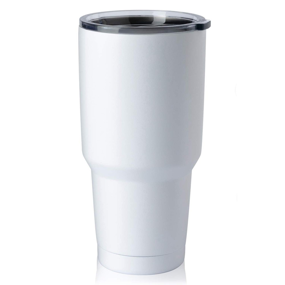 COMOOO 30oz White Stainless Steel Insulated Tumbler with Double Wall Lid