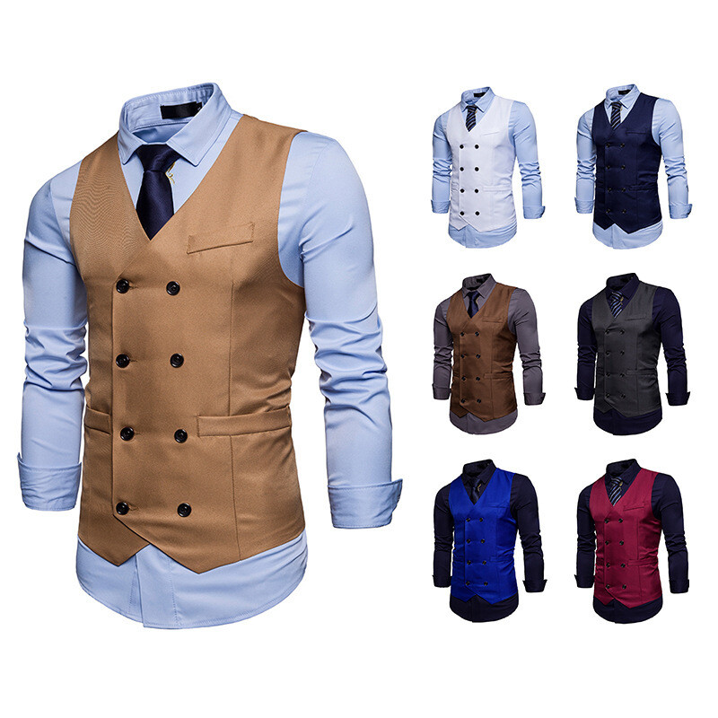 Men Slim Fit V-Neck Dress Vest for Business Formal Suits