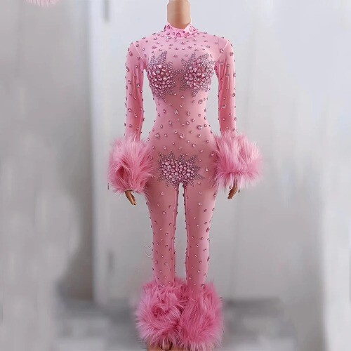 Glittery Rave Jumpsuit for Nightclub Stage Dance Festival Outfit
