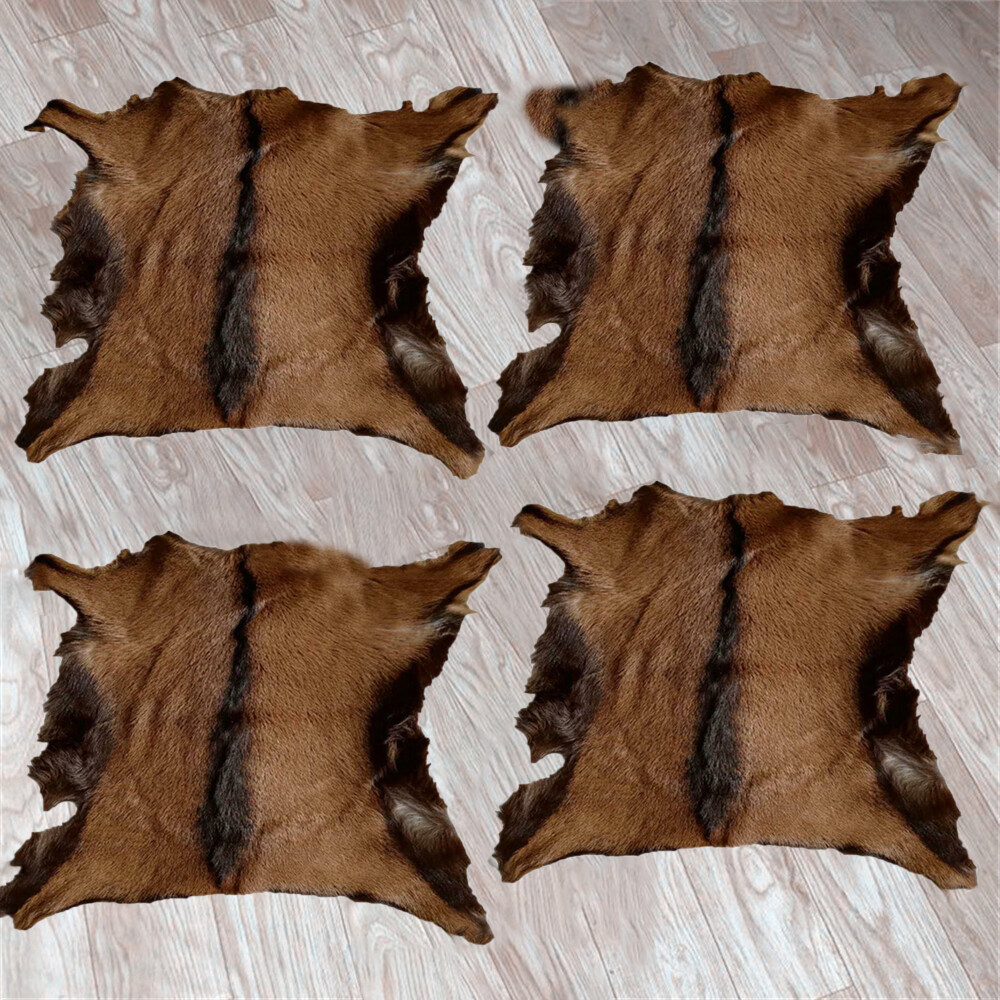 4PCS Real Antelope Goat Skin Rug Pelt Hide Sheepskin Leather Clothing Accessorie