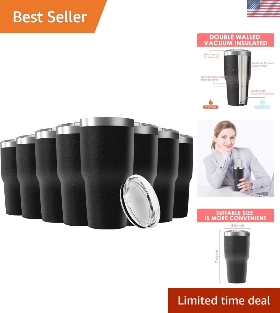 30oz Stainless Steel Travel Mug with Lid, 8 Pack Double Wall Vacuum Insulated...