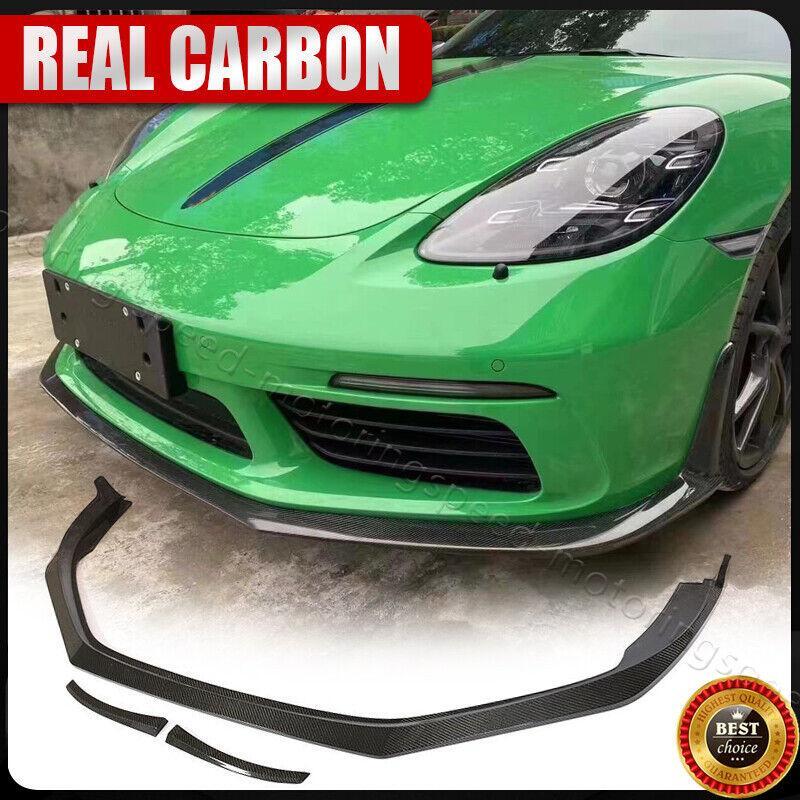 Fits Porsche 718 Boxster Cayman 16-19 Front Bumper Lip Spoiler REAL CARBON FIBER