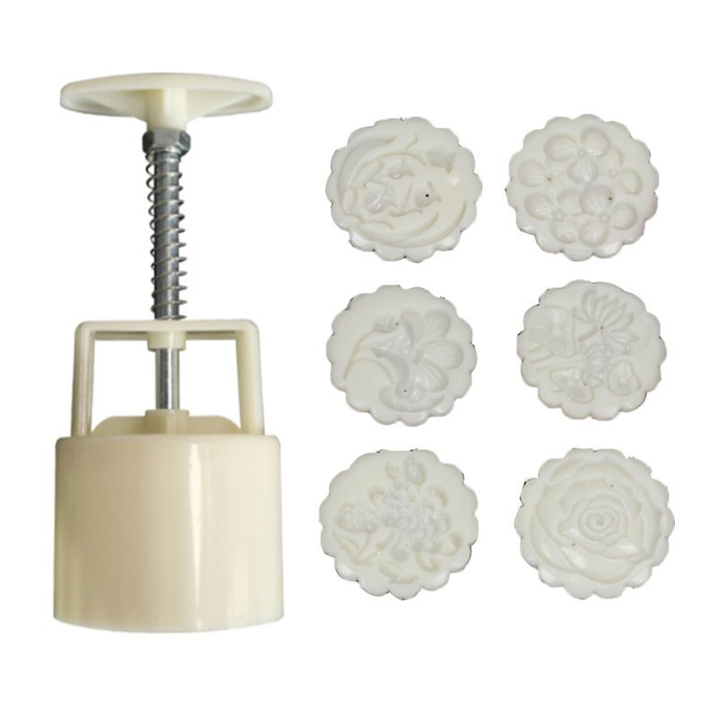 6pcs DIY Mooncake Mold Cookie Stamp for 50g Pastry Decor
