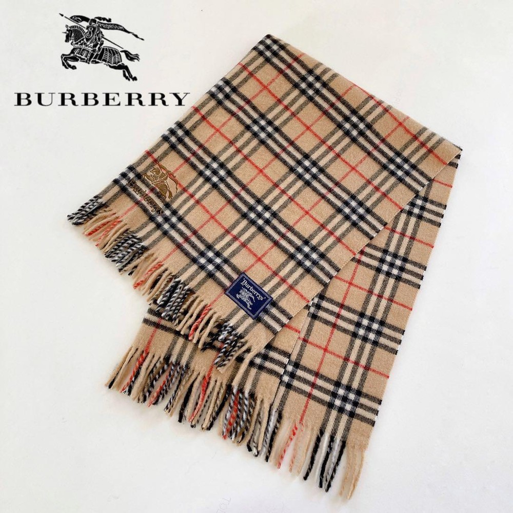 Vhtf Burberry Lap Blanket Stole Nova Check Wool Embroidery Women Scarf Accessory