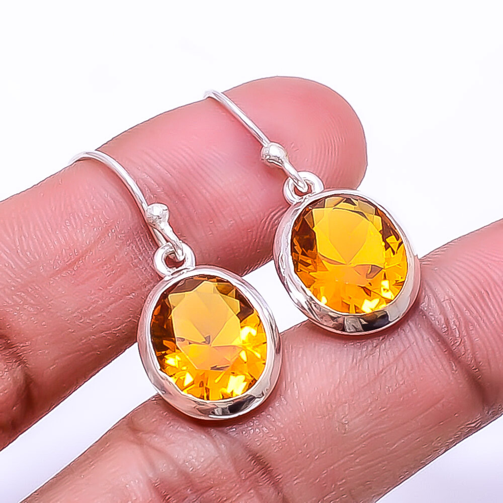 Citrine Gemstone 925 Sterling Silver Handmade Earrings 1.17