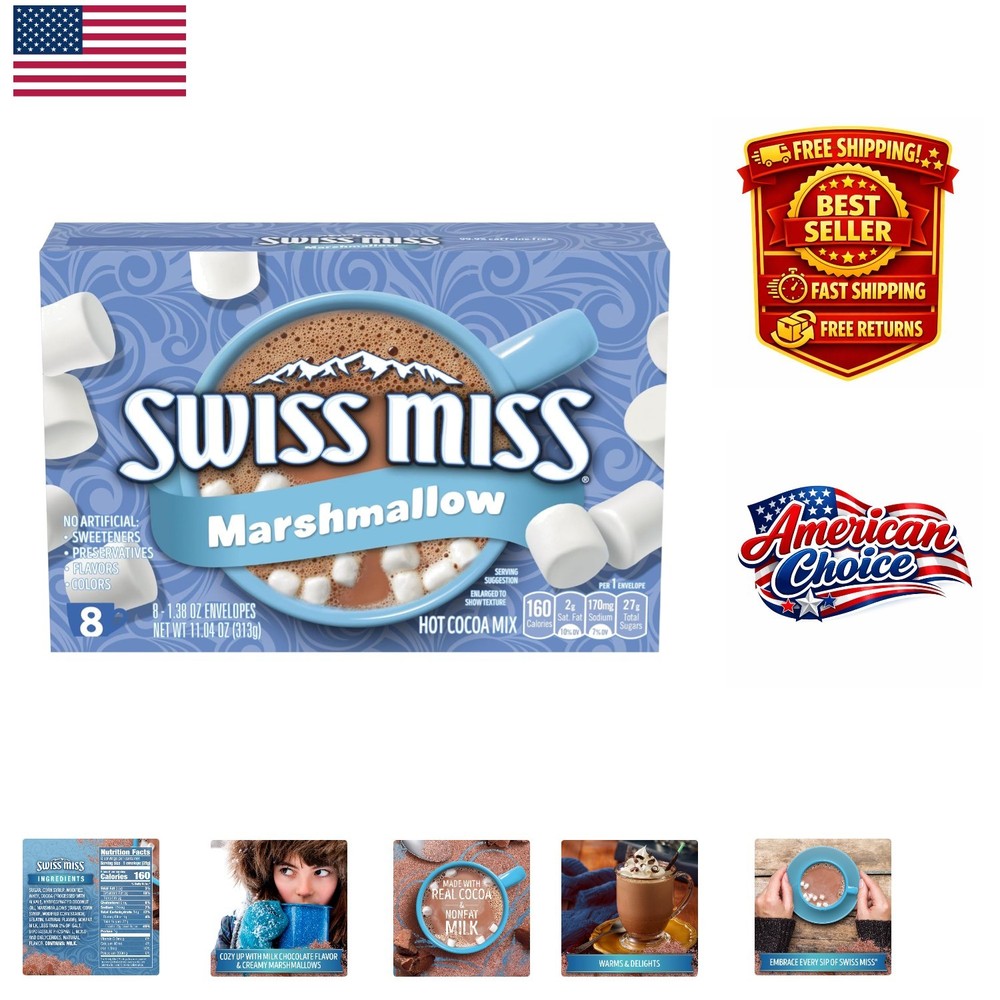 Indulgent Hot Cocoa Mix with Mini Marshmallows - 8-Count for Cocoa Bars