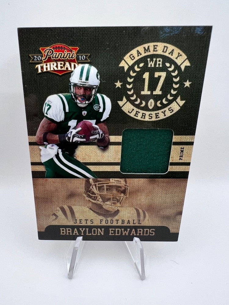 Braylon Edwards 2010 Panini Threads Game Day Jerseys #3 Prime /50 NY Jets Patch-image