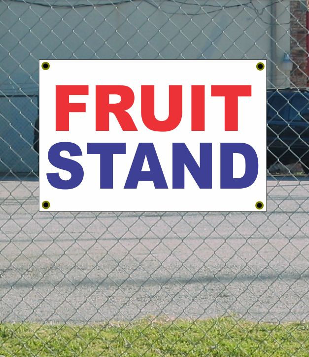 2x3 Red White & Blue Fruit Stand Banner Sign, New Discount Size & Price Now Available