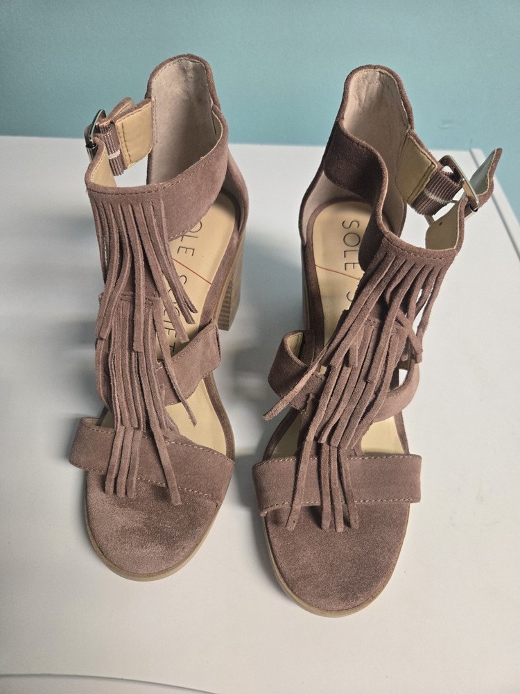 Sole Society Fringed Suede Heels in Size 7 for Women