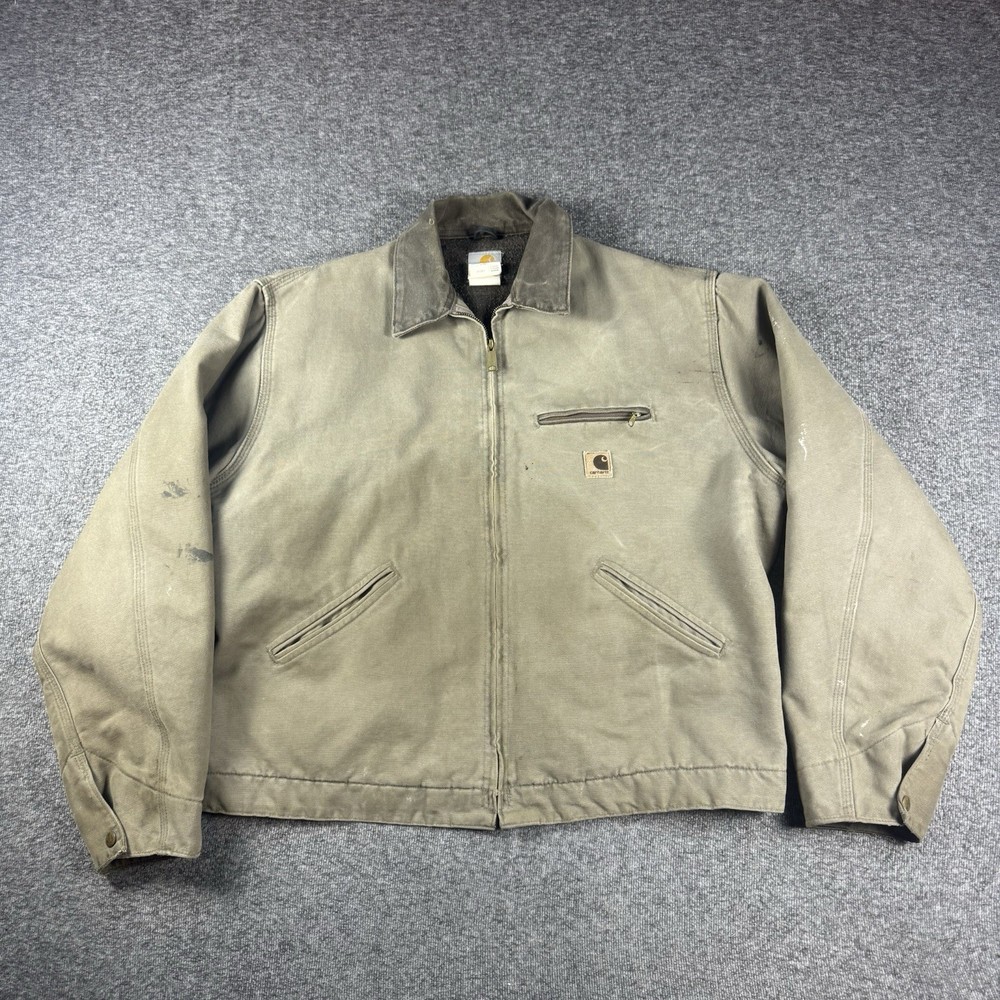 Vintage Carhartt Detroit Jacket J97 Mens XL Desert Brown Blanket Lined Workwear Coat