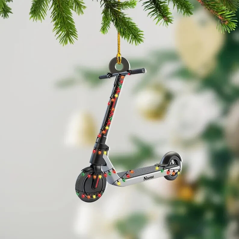 Personalized Scooter Christmas Ornament, Electric Scooter Ornament, Kid Scooter