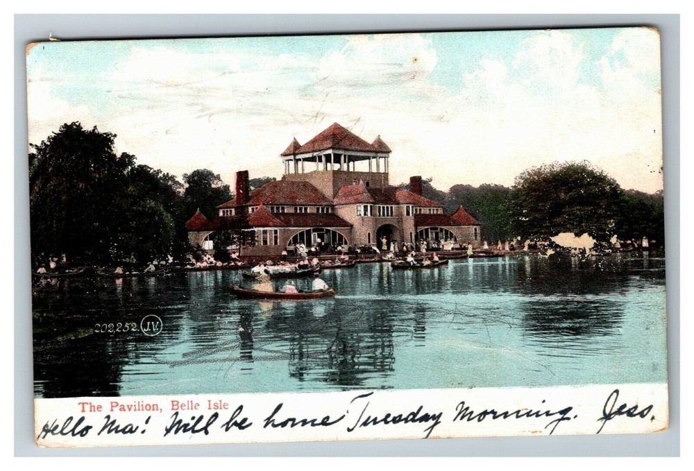 View The Pavilion Bell Isle, Detroit MI c1907 Vintage Postcard