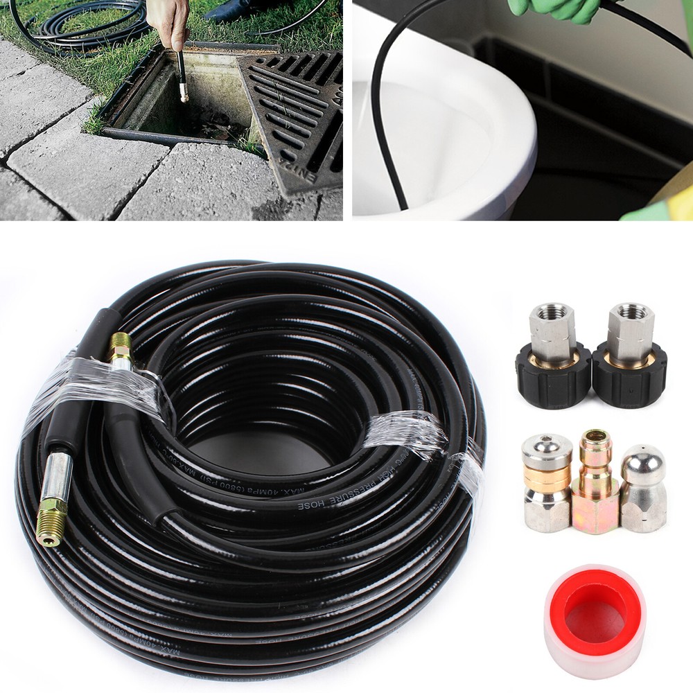 Drain Cleaner Hose Sewer Jetter Kit for Pressure Washer 100FT,1/4 