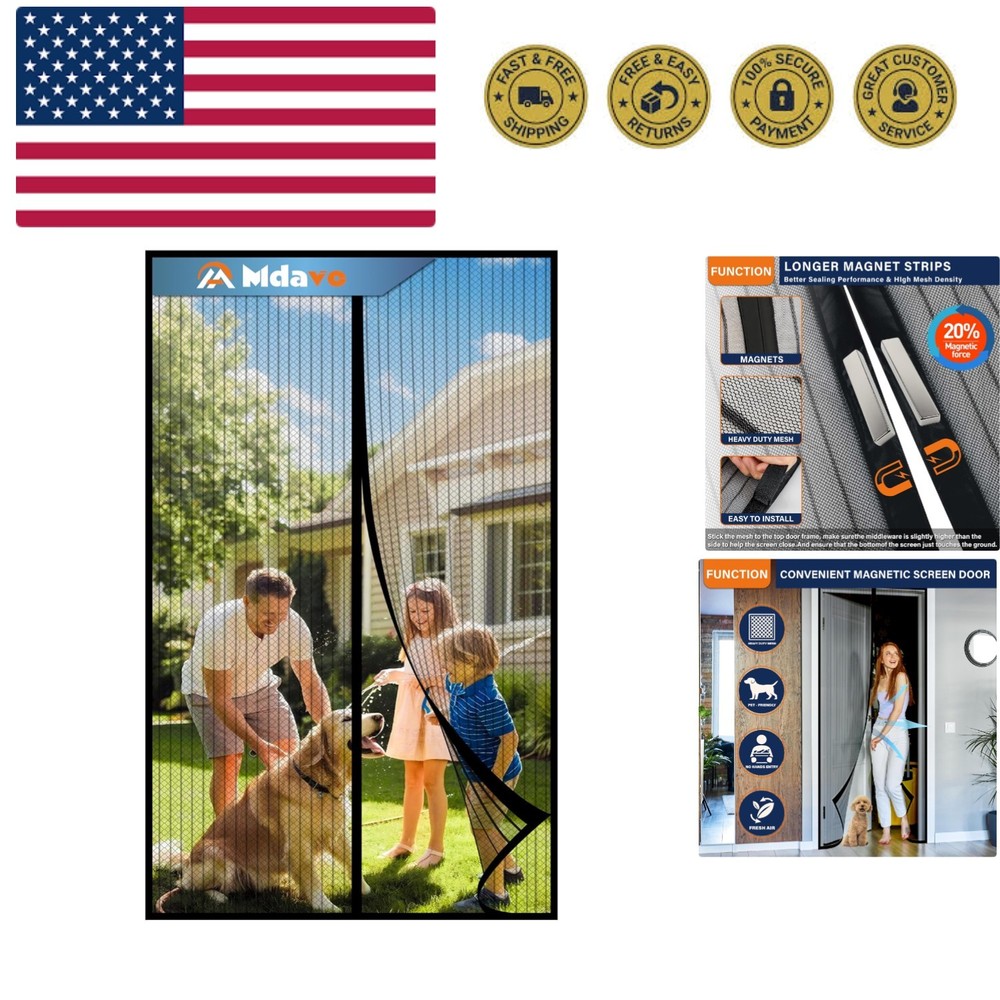 Mesh Screen with Magnetic Closure-Keeps Bugs Out Let Breeze in, Heavy Duty - ...