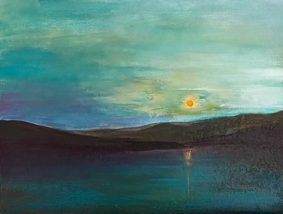 SERENITY - UNIQUE & ORIGINAL 100% HAND PAINTED NATURE LAKE PAINTING 9