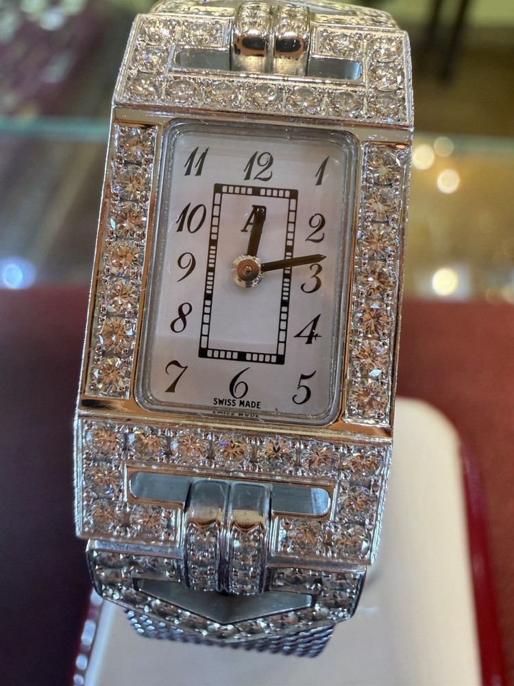 Vintage Audemars Piguet Swiss Quartz Diamond Style Rectangular Ladies Watch 18k
