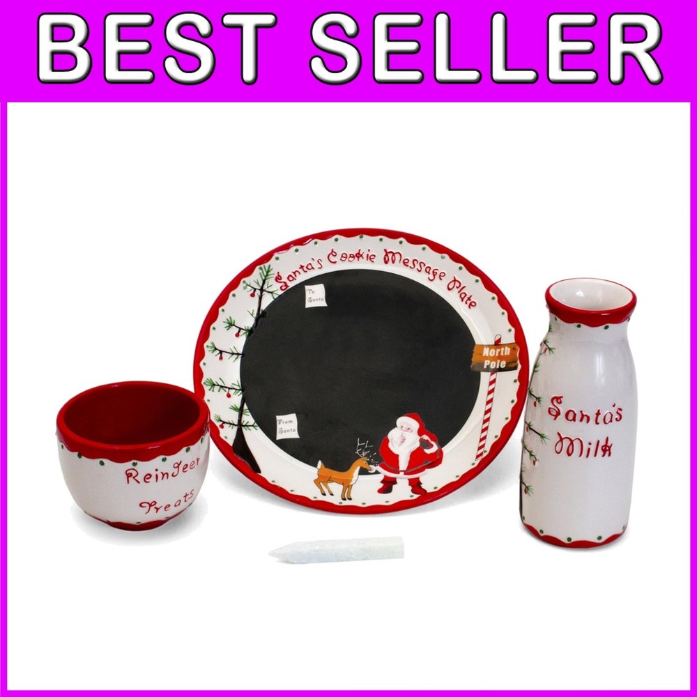 Santa's Cookie Plate Set - Reindeer Treat Bowl Included