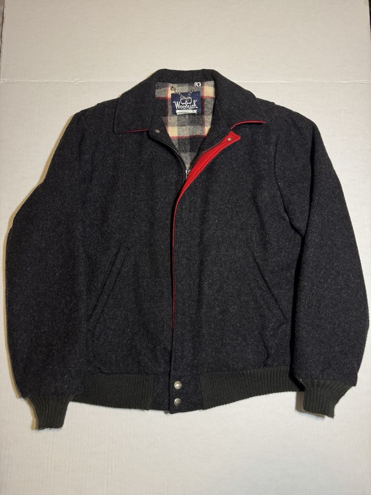 Vintage Woolrich Wool Jacket USA Plaid Lined Bomber Men’s Medium