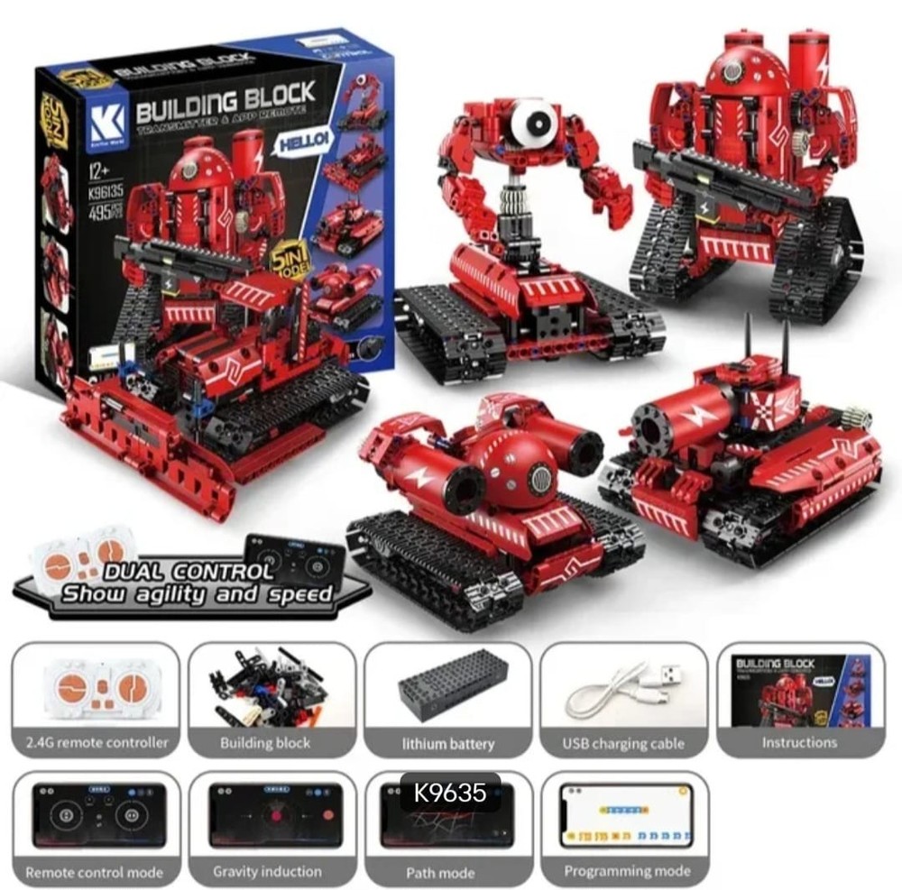 5-in-1 STEM Robot Building Kit – APP & Remote Control | 495 PCS | Educational DI