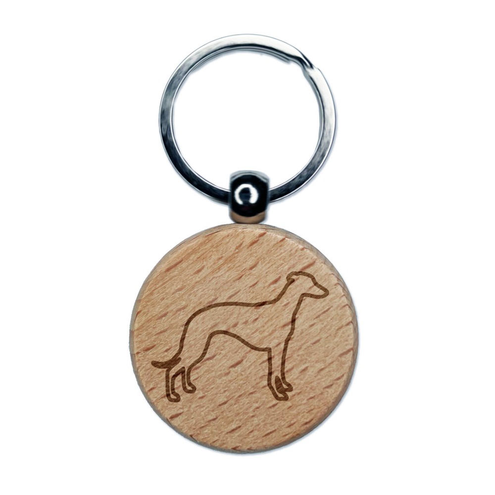 Whippet Dog Engraved Wooden Round Keychain Pet Charm Tag