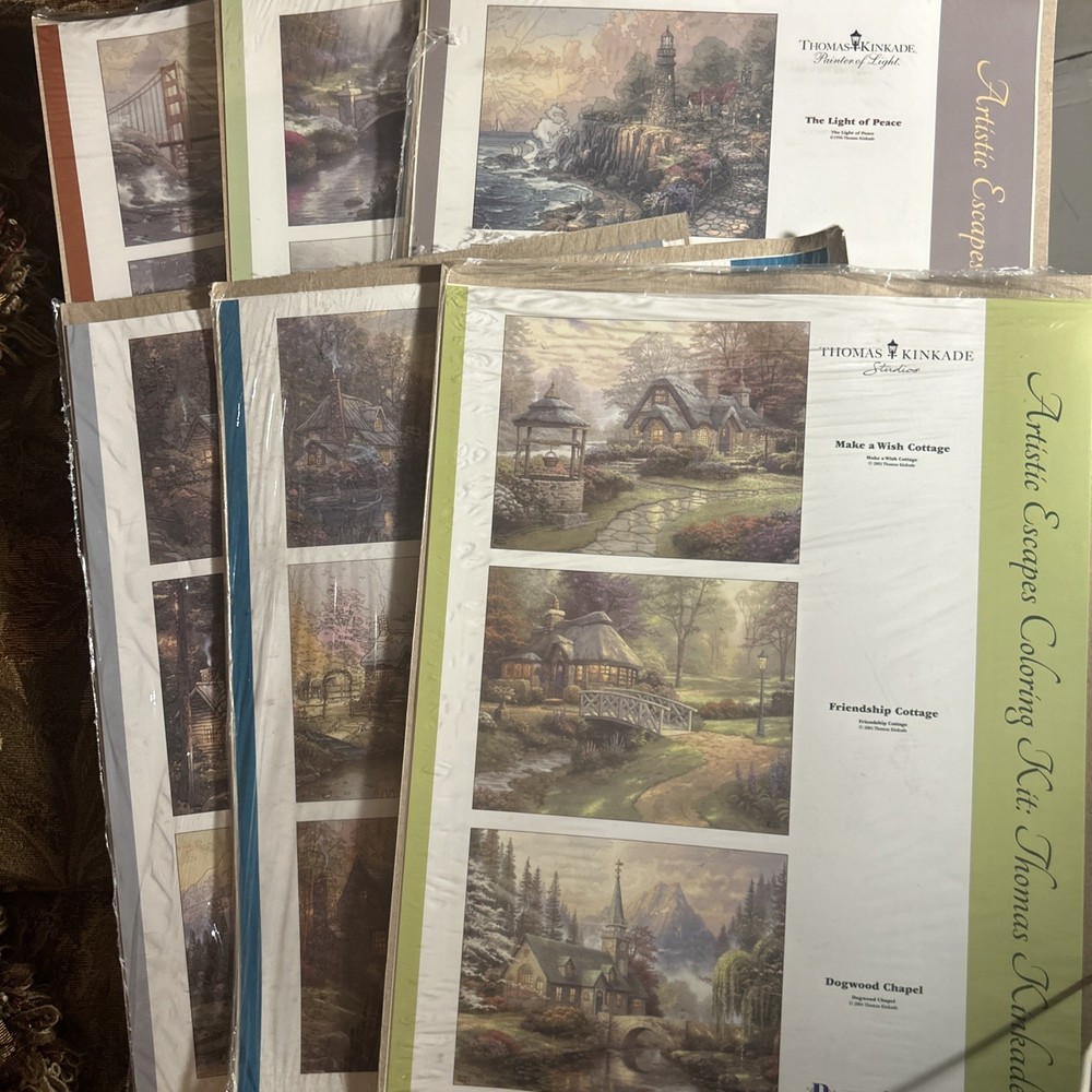 Thomas Kinkade Artistic Escapes Bradford Ex LOT OF 6 Coloring Sheets 11X14- NEW!