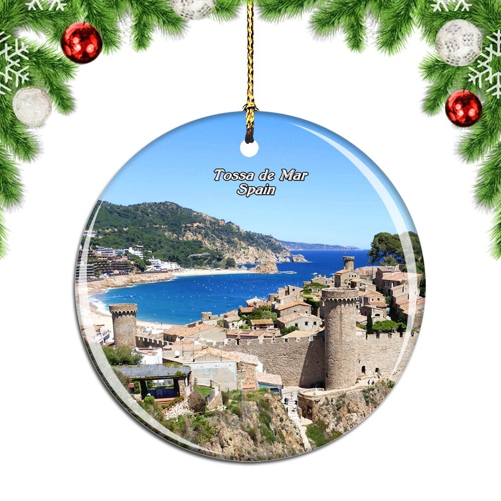 Hand-painted Tossa de Mar Spain Christmas ornament travel keepsake