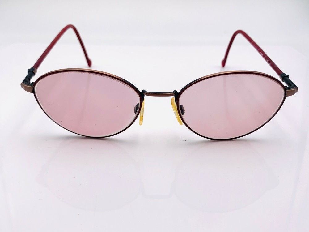 Vintage Rodenstock R2349 Burgundy Metal Oval Sunglasses Italy FRAMES ONLY