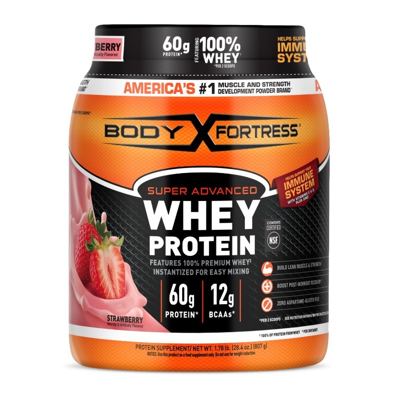 Body Fortress Strawberry Whey Protein Powder 1.78lb - Packaging Varies