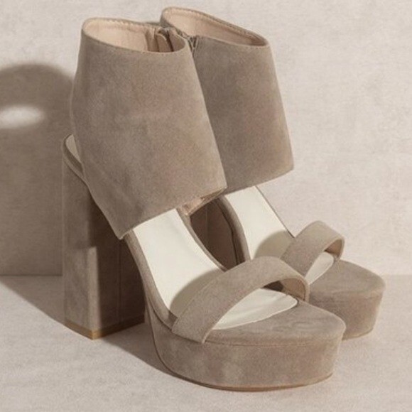 Suede Platform Open Suede Ankle Heels