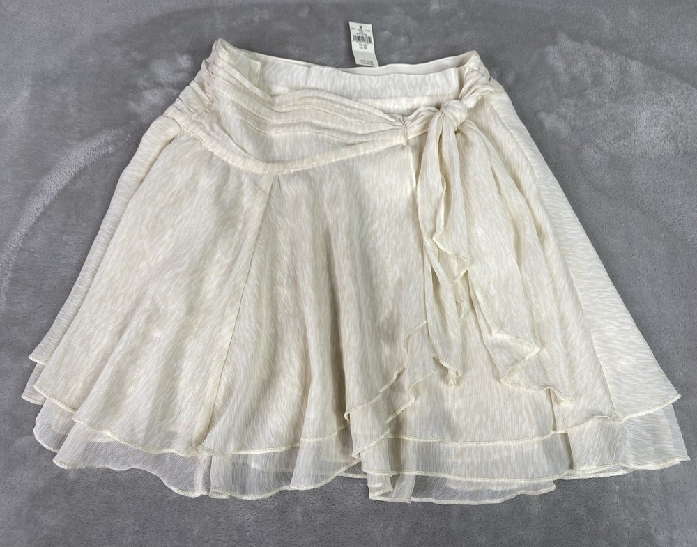 Aerie Women’s Chiffon Crème Layered Skirt NWT Waist Tie