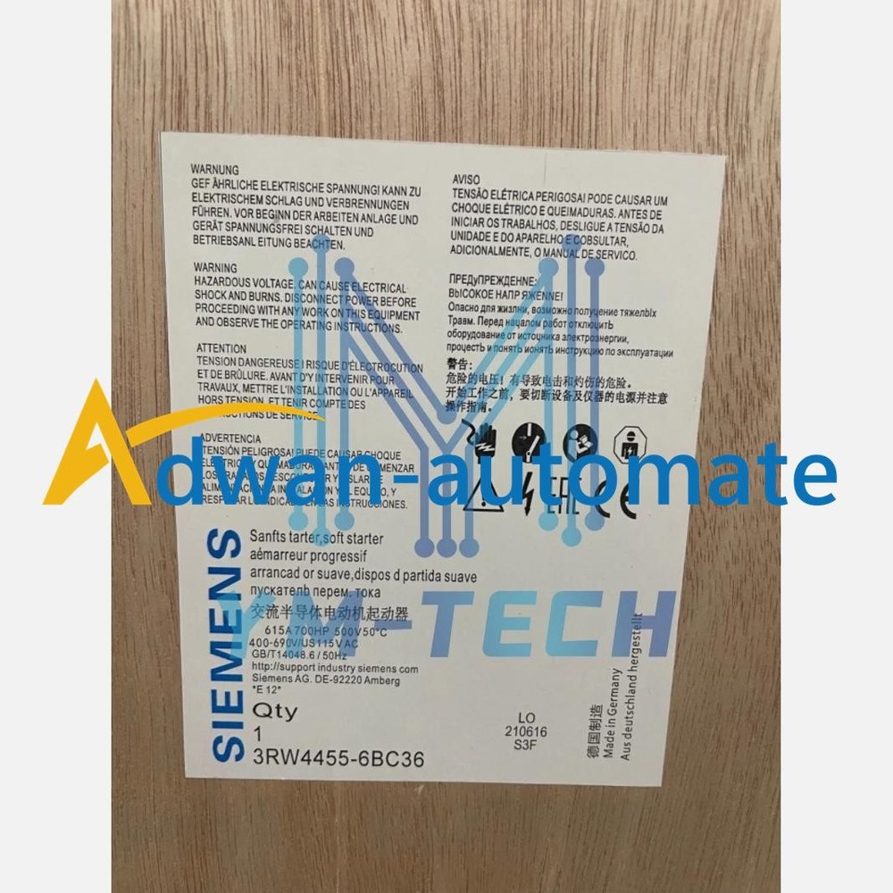 3RW4455-6BC36 NEW SIEMENS 3RW44556BC36 SIRIUS Soft Starter 400kW 3RW44556BC36