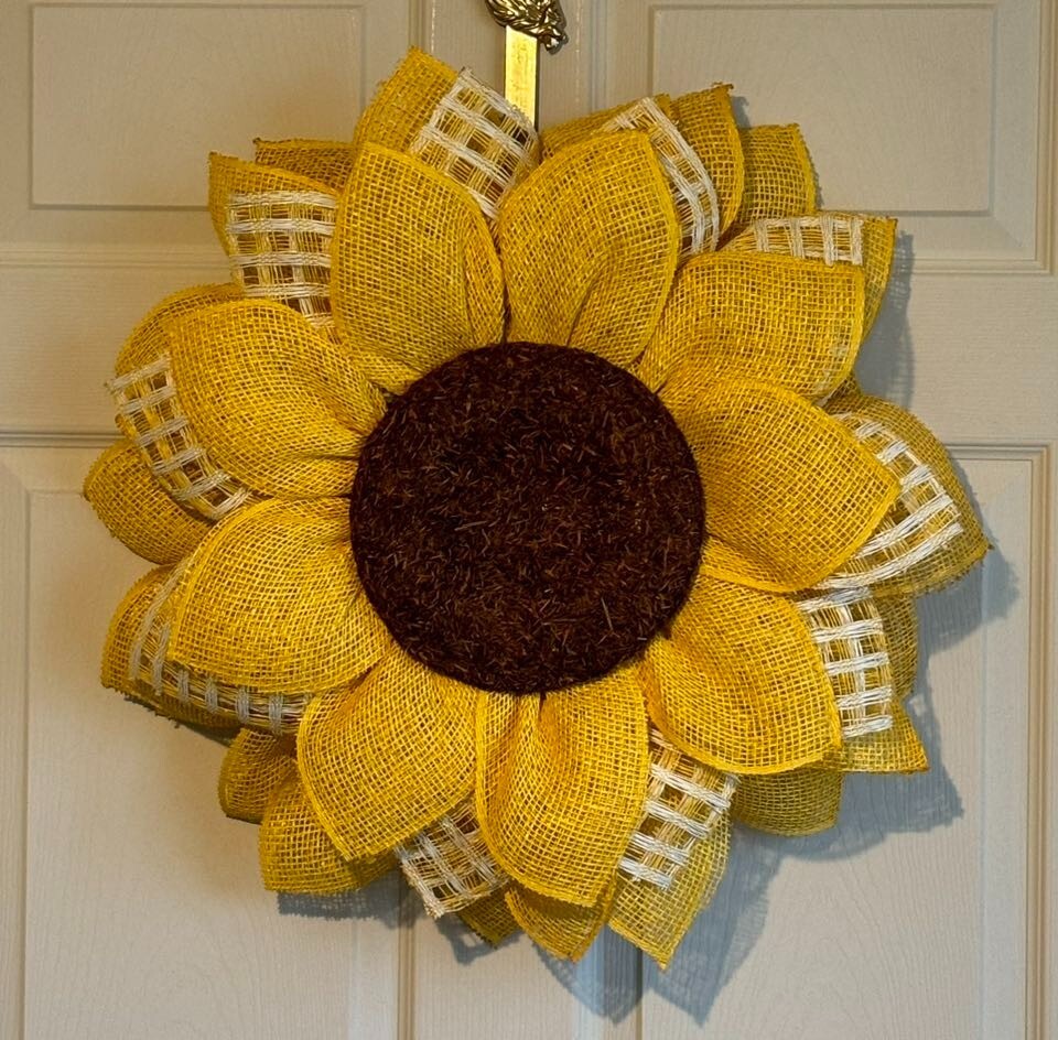 Sunflower wreath for front door decor