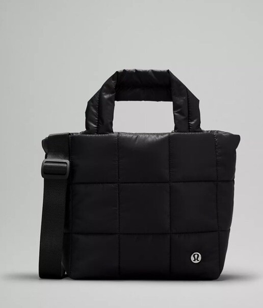 NWT Lululemon Quilted Grid Tote Bag Mini 5 L Black Neutral Top Handle Crossbody