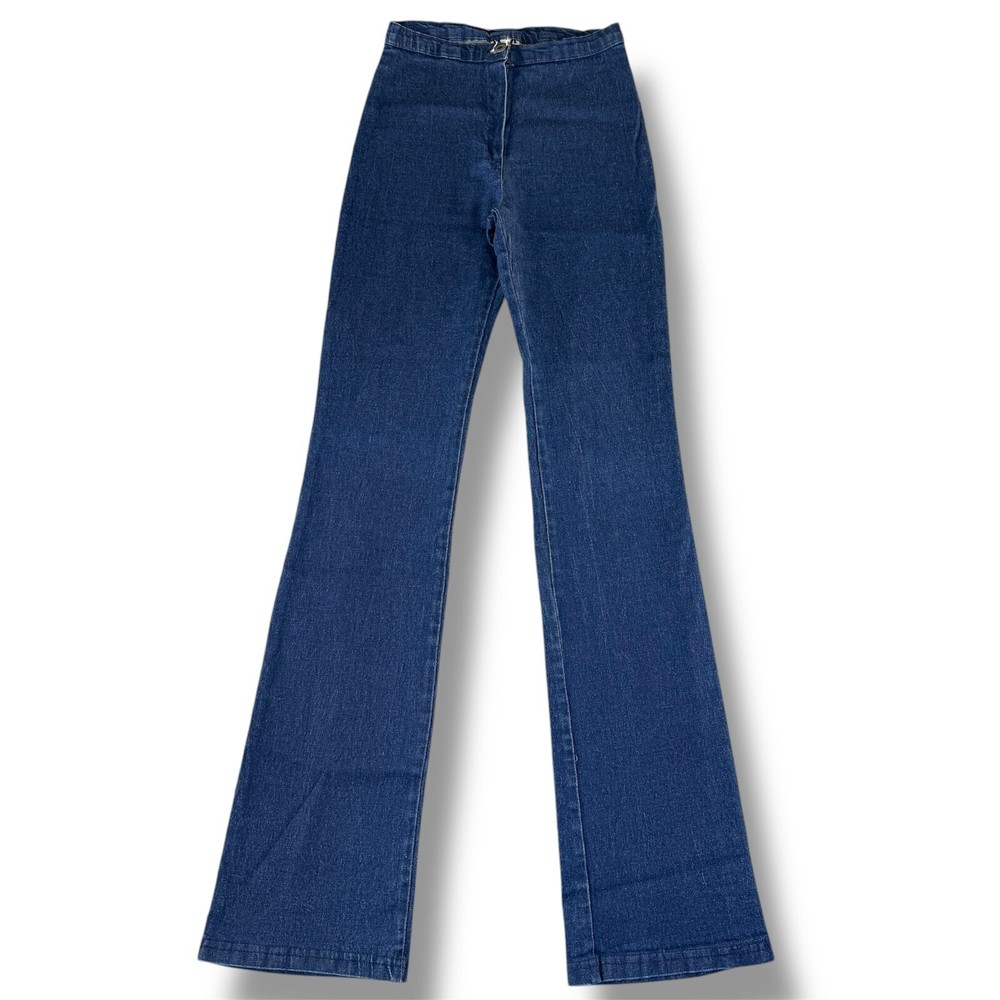 Y2K Rave Ultra High Rise Flare Jeans with Studs Vintage S 24