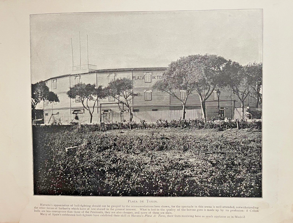 1898 Vintage Illustration Plaza De Toros Havana Cuba Bull Fighting Ring