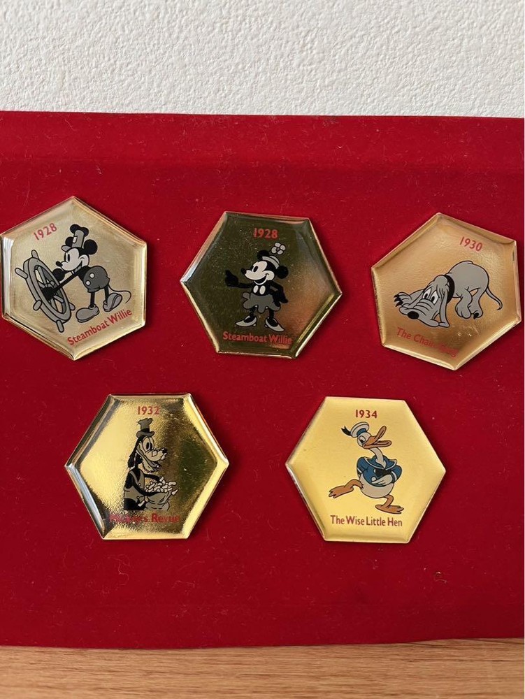 Vintage Disney Pin Badge Set from 1928-1934 Collection  