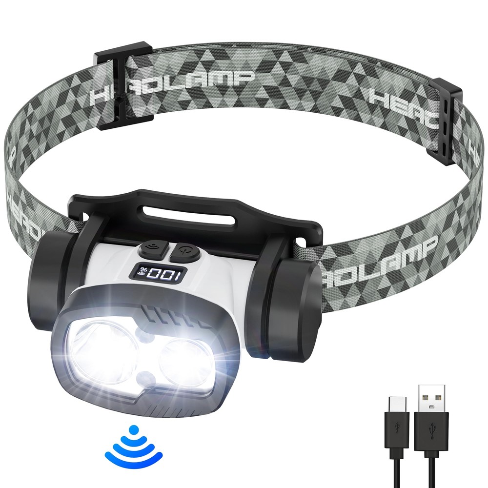 BOBKID Rechargeable LED Headlamp Flashlight, 1500 Lumen Headlight with 9 Modes