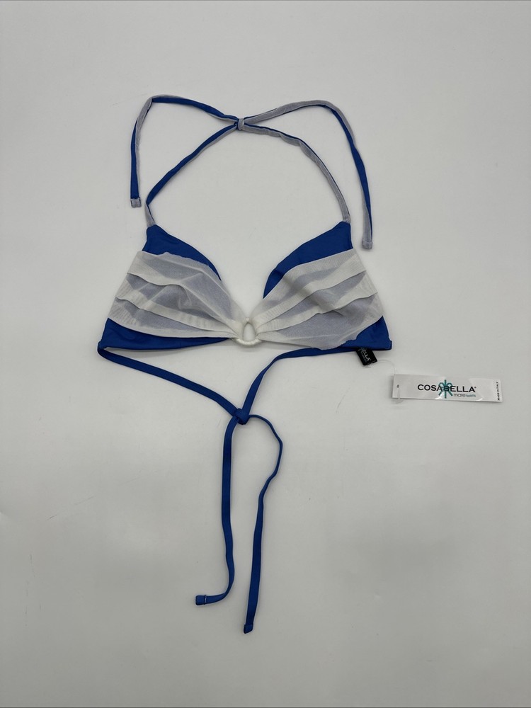 Cosabella Mare Salina Padded Tri Top Swim Women M Blue/ White NWT .34597