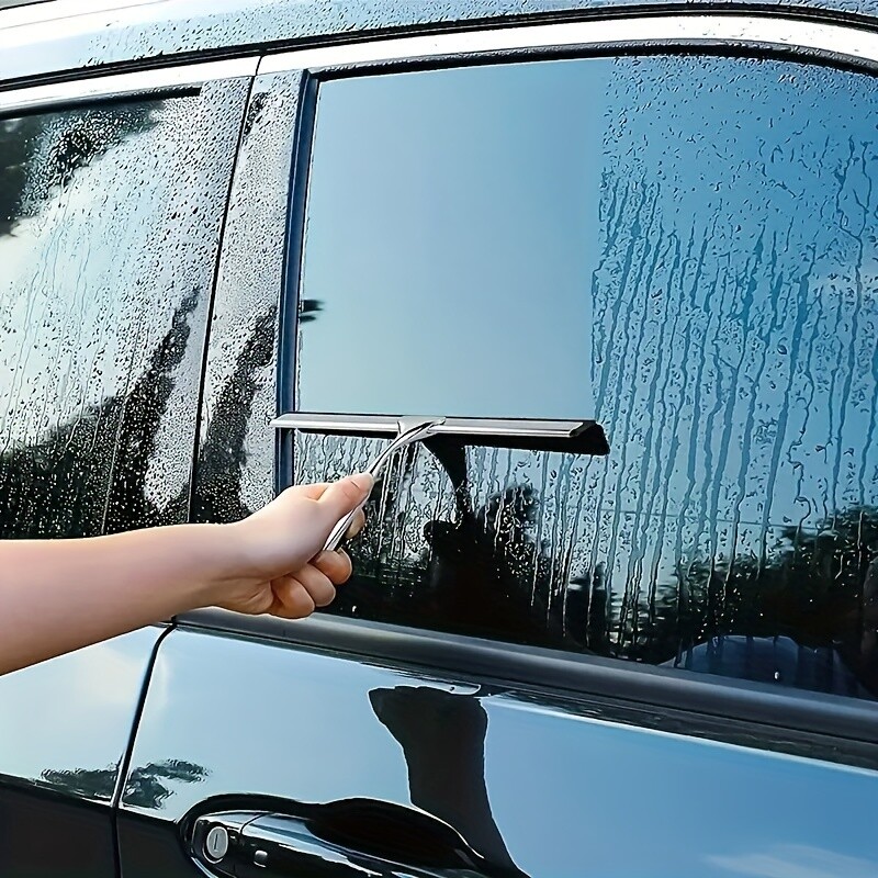 Stainless Steel Shower Squeegee Silicone Blade Clean Tool Storage Hook Holder